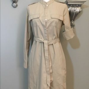 BROOKS BROTHERS Khaki COTTON SHIRT DRESS - SZ 10.